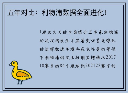 五年对比：利物浦数据全面进化！